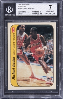 1986-87 Fleer Sticker #8 Michael Jordan Rookie Card - BGS NM 7